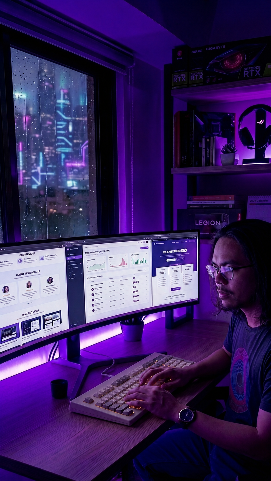 Professional freelance webdesign expert and Cebu web designer working at a desktop setup
